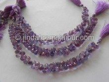 Pinkish Purple Quartz Faceted Drops Shape Beads